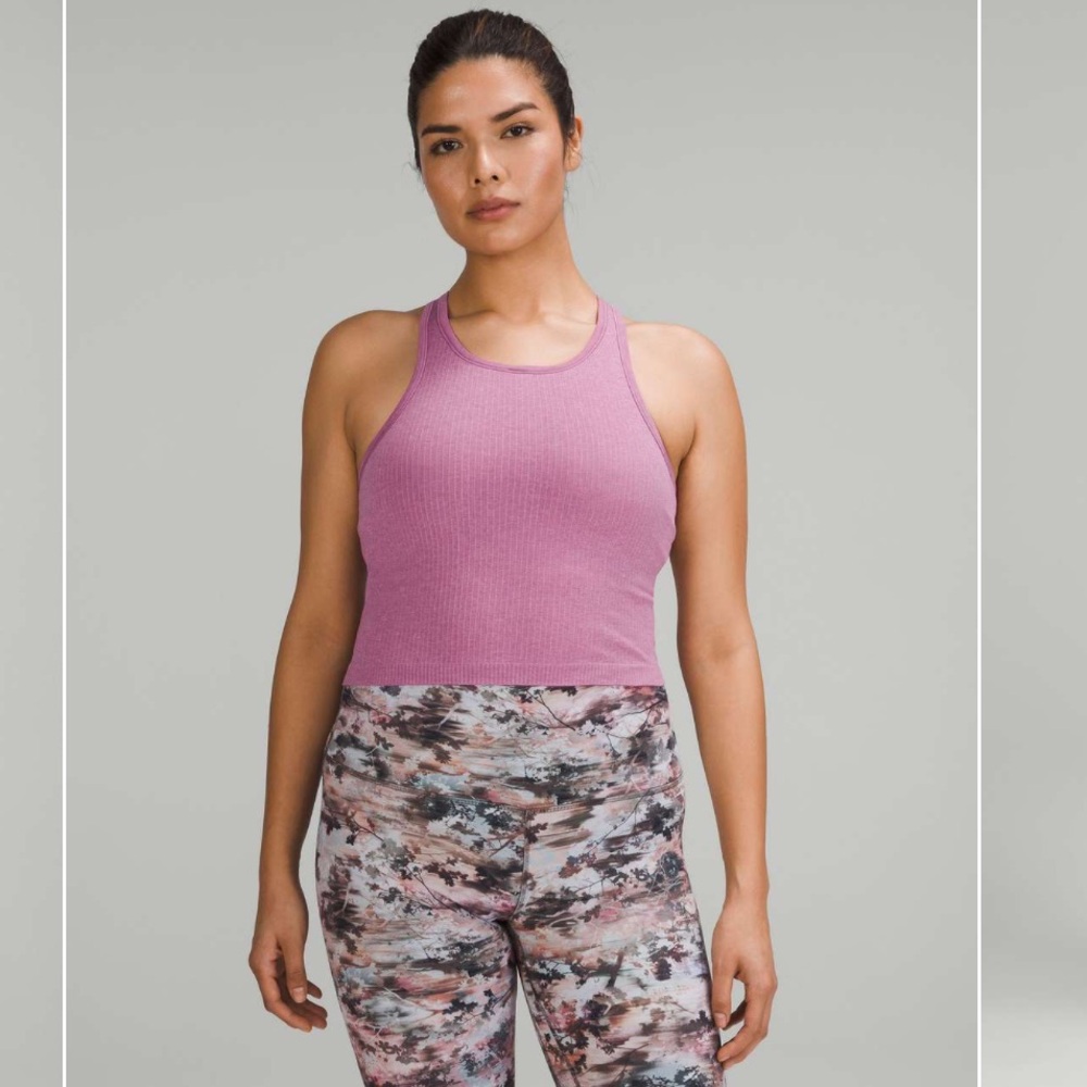 Lululemon Ebb to Street Cropped Racerback Tank Top pink velvet dust size 4